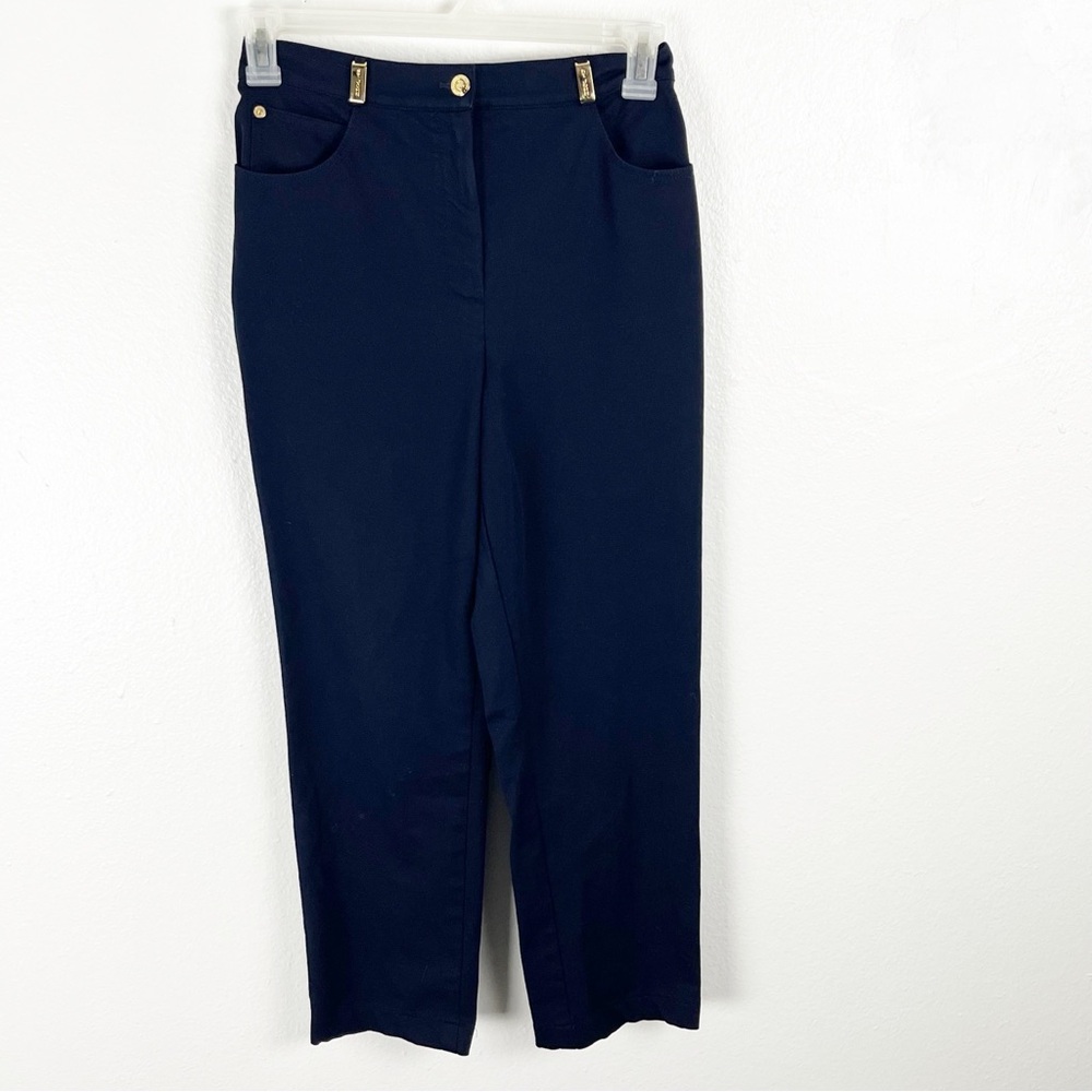 ST. JOHN Sport Navy High Rise Pants Slacks Trousers 8 Quiet Luxury Neutral
